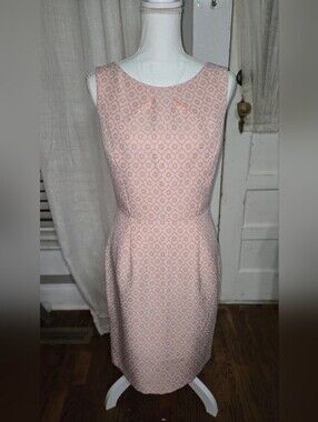 Tahari Soft Pink Patterned Sleeveless Midi Dress